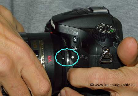 Photo des points d'alignement pour retirer l'objectif